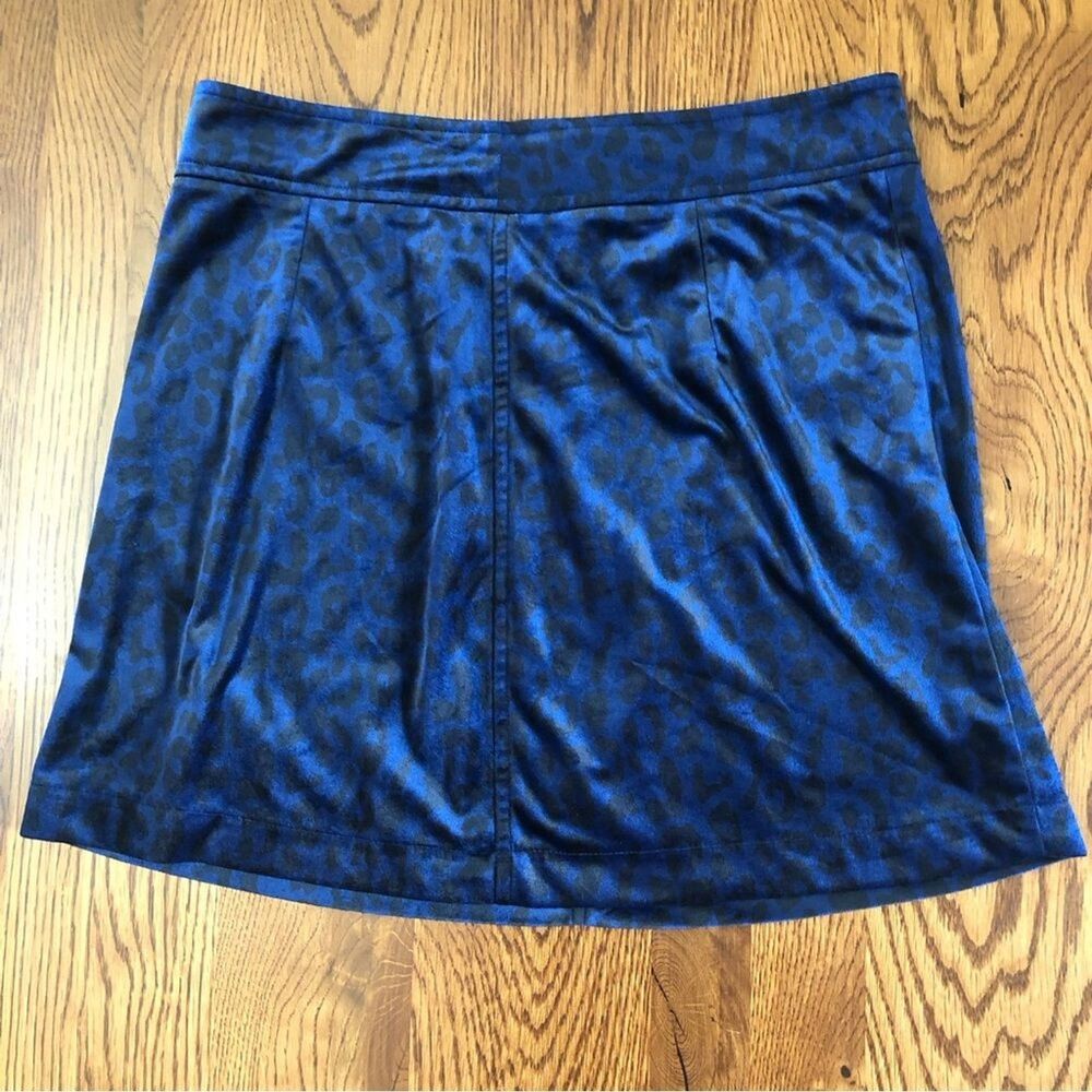 STORIA L Y2K Animal Print Blue Black Velvet Mini Skirt Whimsigoth Fairy Grunge